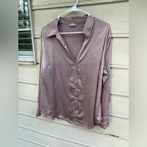 H&M Satin Long Sleeve Button Up Blouse